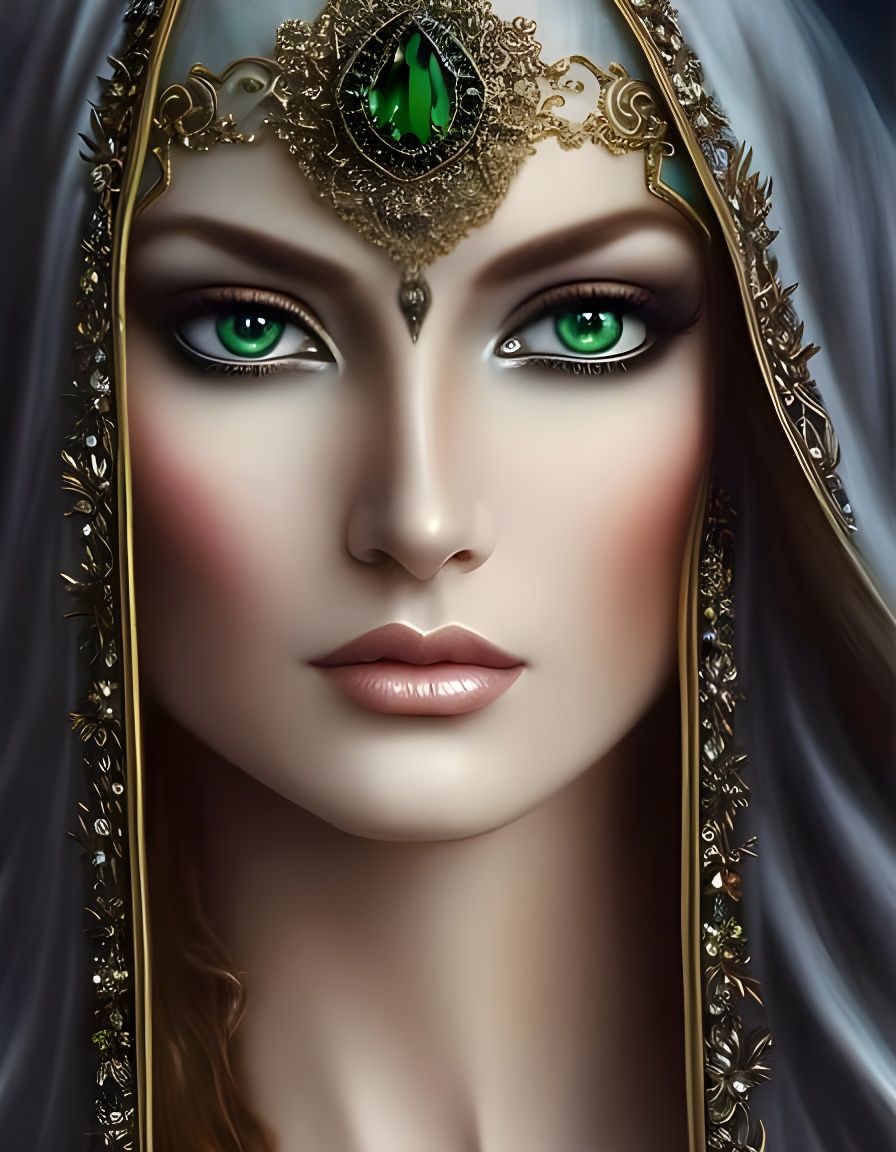 Golden-Haired Woman with Green Eyes: Charcoal Sketch