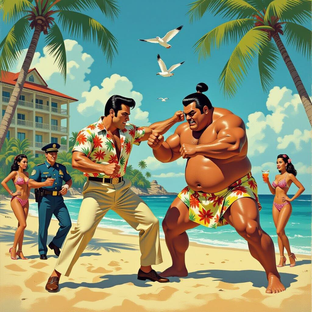Film Noir Elvis Brawl on Tropical Island
