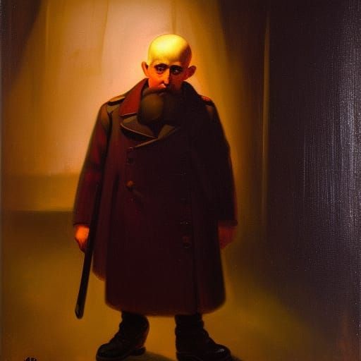 Dwarf's Discovery: Oil Painting in Expressive Style