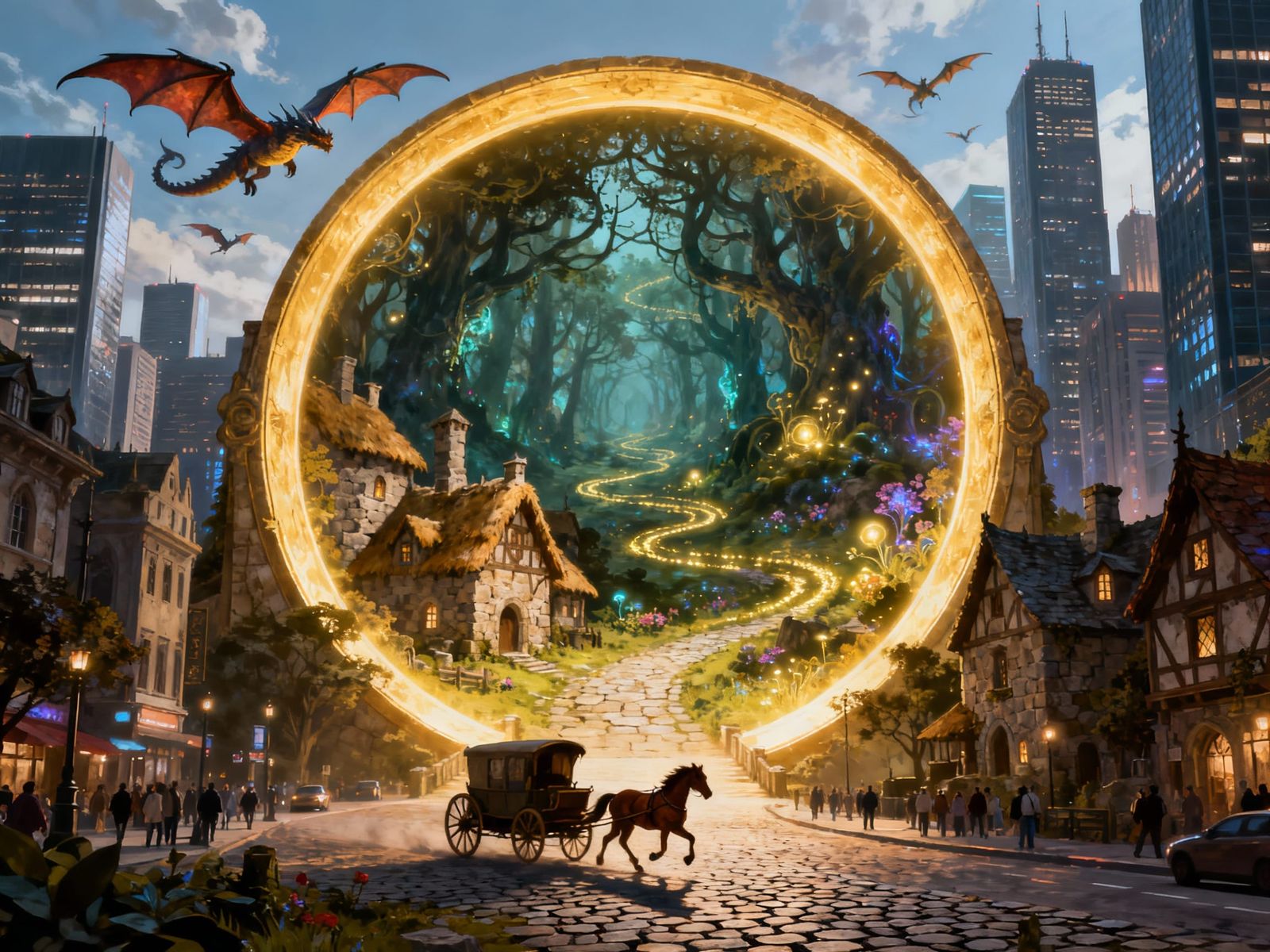 Magical Portal to Medieval World in Modern City