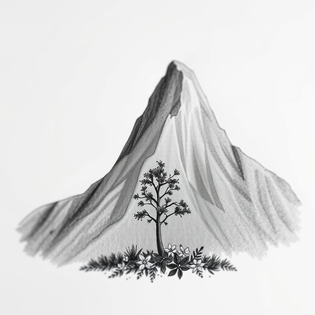 Serene Mountain Landscape in Expressive Black and White