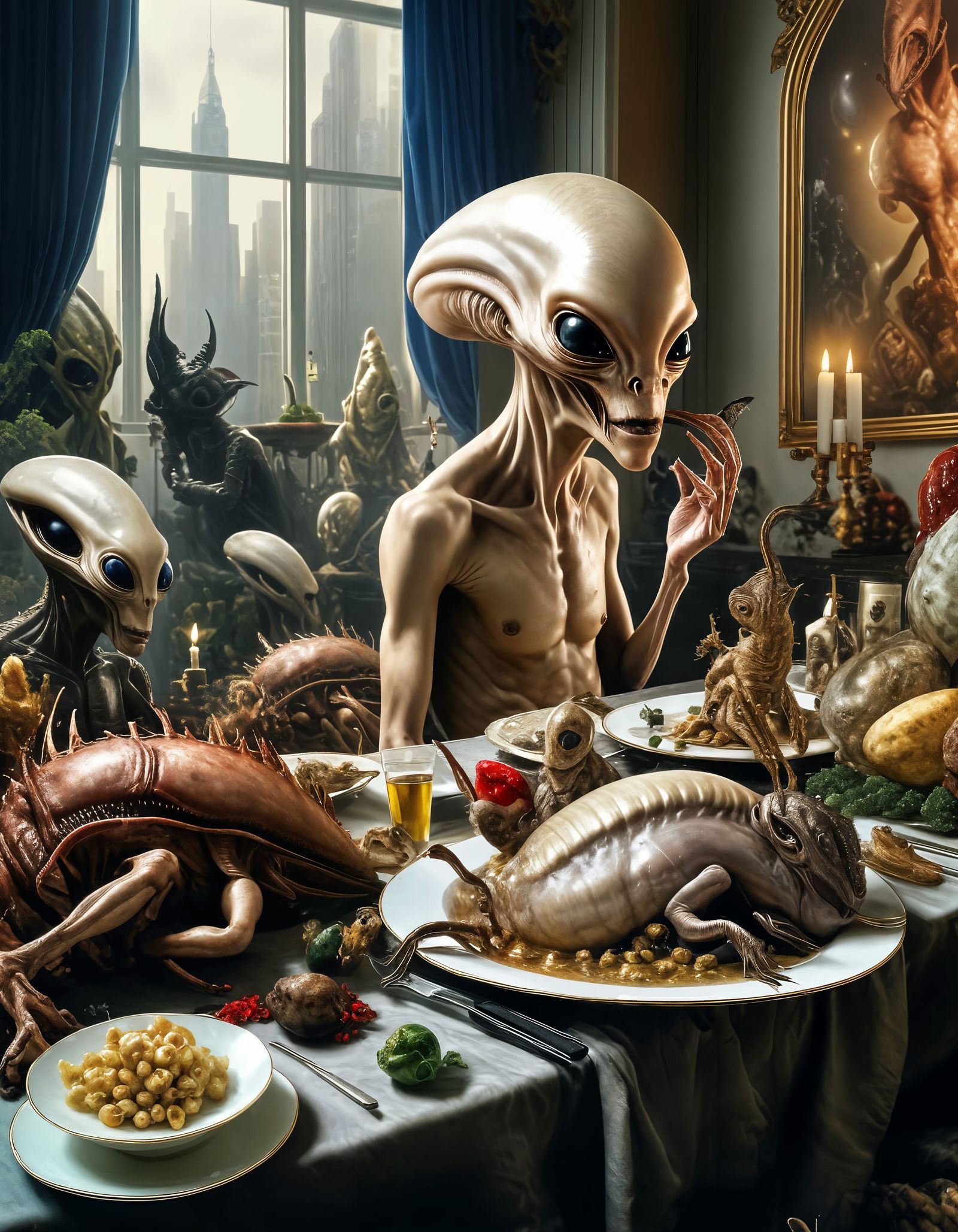 Exotic Party: Humans and Aliens in Hyperreal Detail