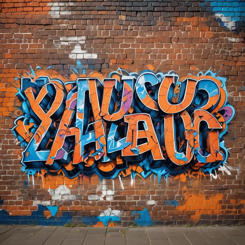 Colorful Graffiti Street Art on Brick Wall