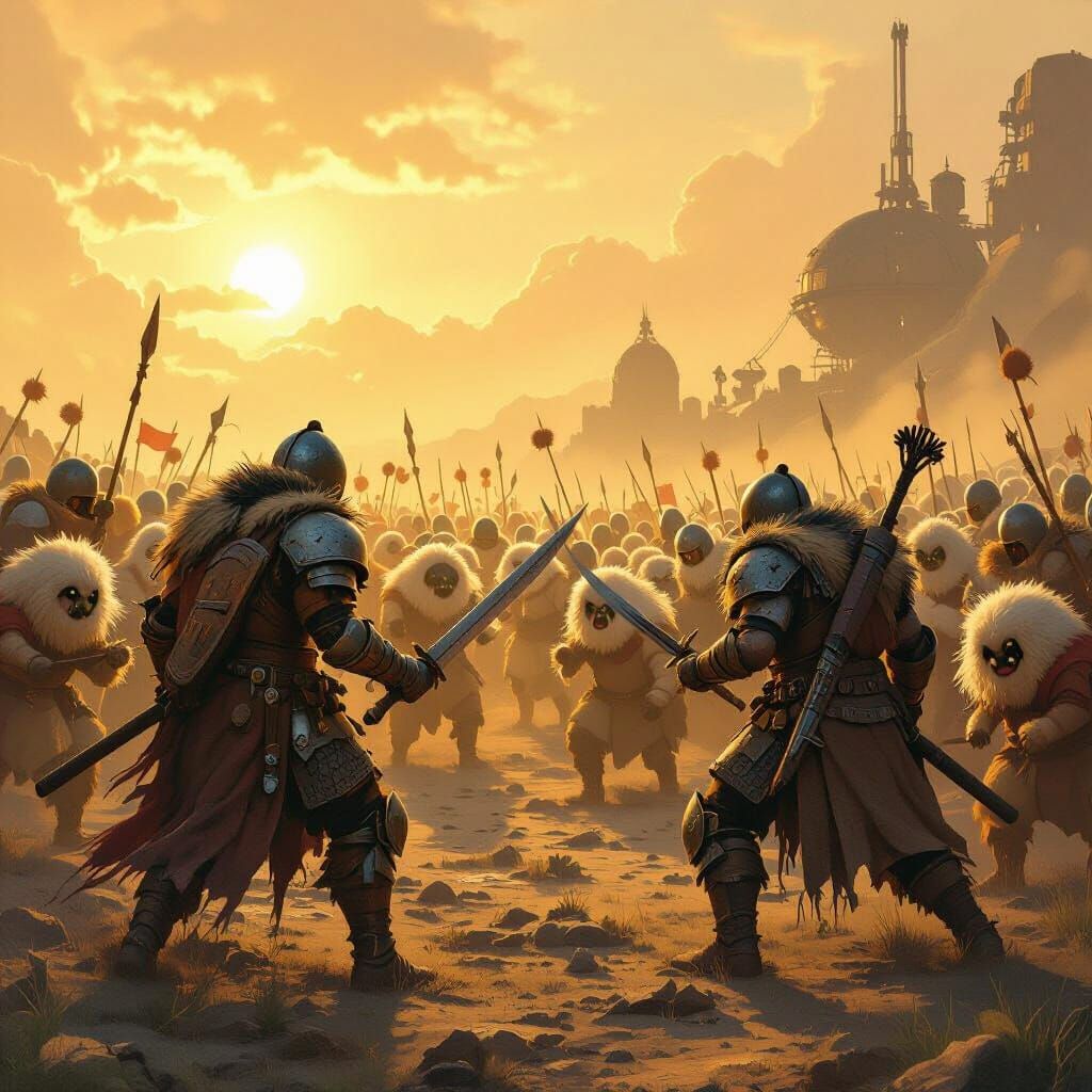 Warriors Battle Pom-Pom Orcs at Sunrise