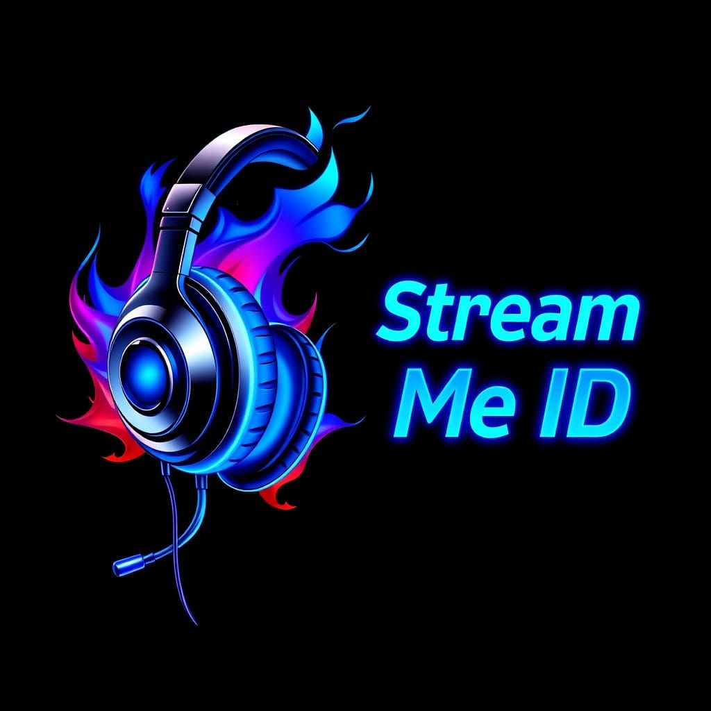 Futuristic Headset with Neon Flames and Chrome Highlights