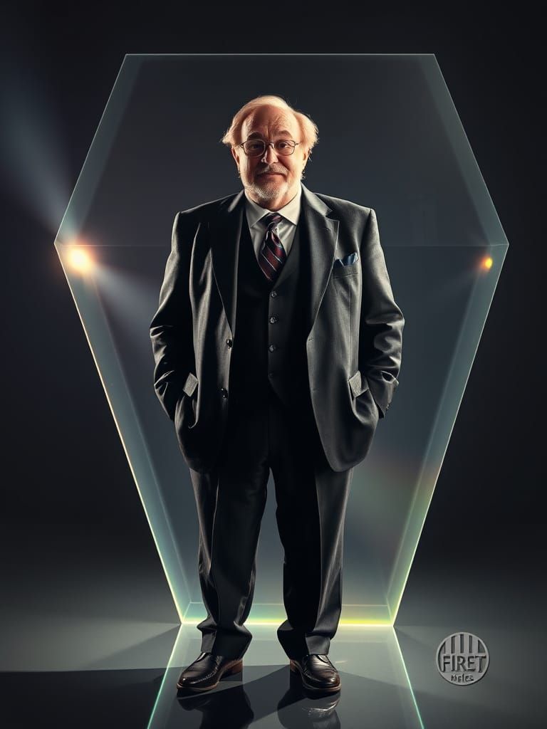 Danny DeVito in Glass Prism: Hyperrealistic Rainbow