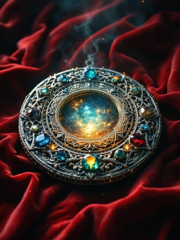 Ethereal Amulet in Ancient Velvet, Radiating Unearthly Energ...