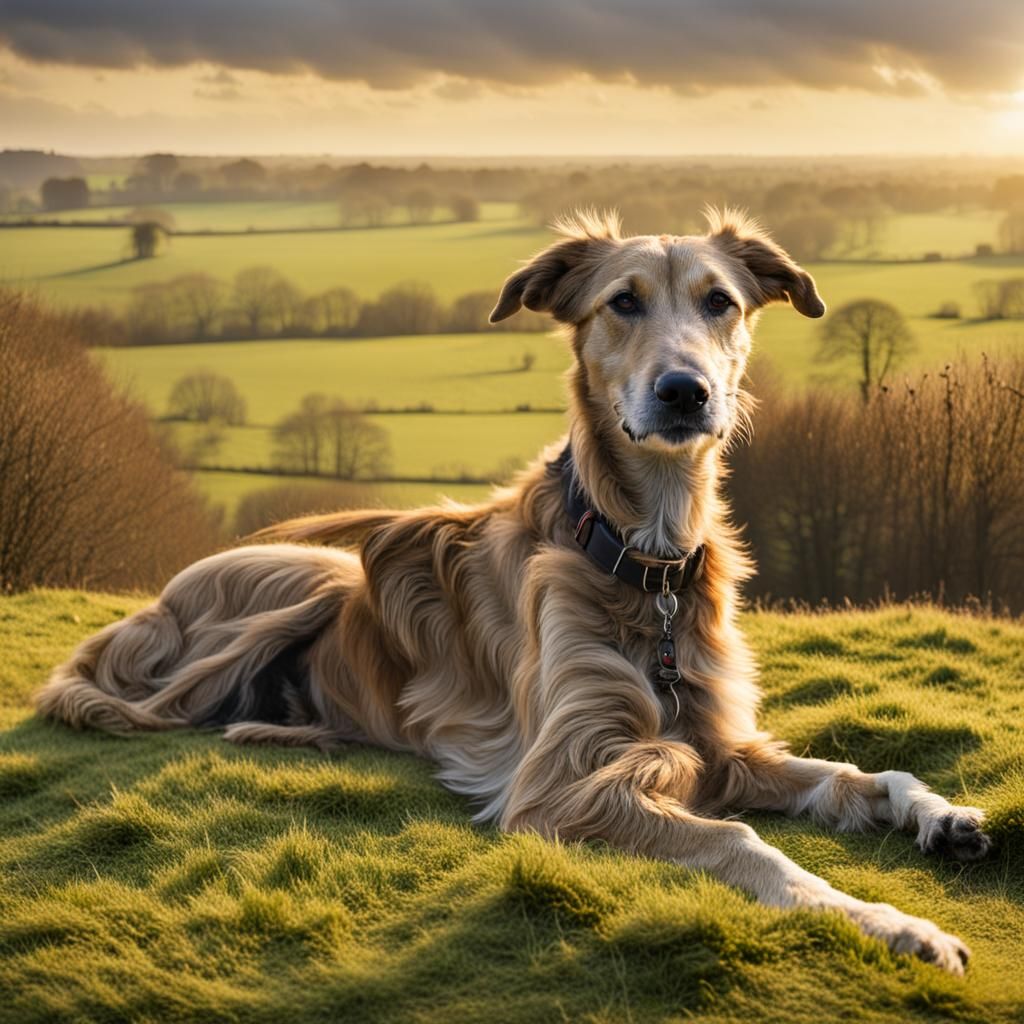 Golden Norfolk Lurcher in Repose