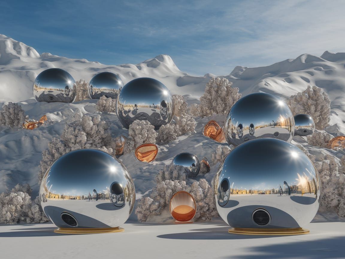 Chrome Village Dreamscape: A Metallic Fantasy