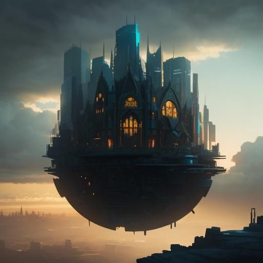 Futuristic Robot Cityscape in Watercolor Style