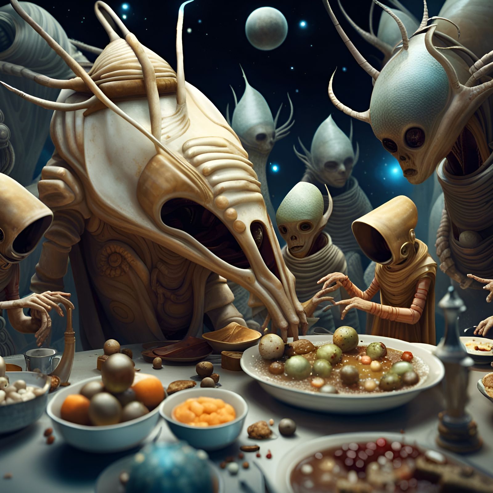Extraterrestrial Fashion Show and Feast: Hyperrealistic Rend...