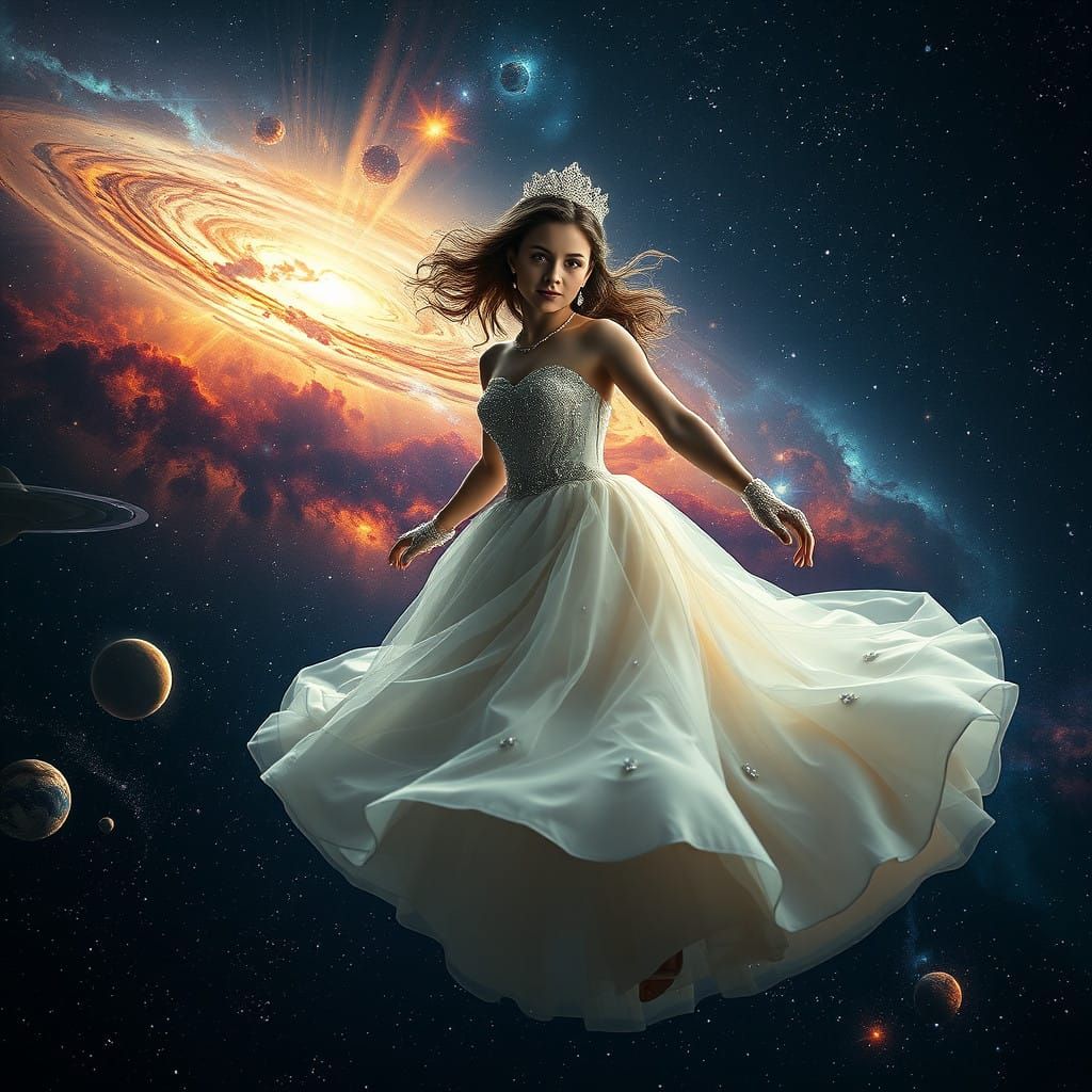 Galactic Princess in Enchanted Prom Gown