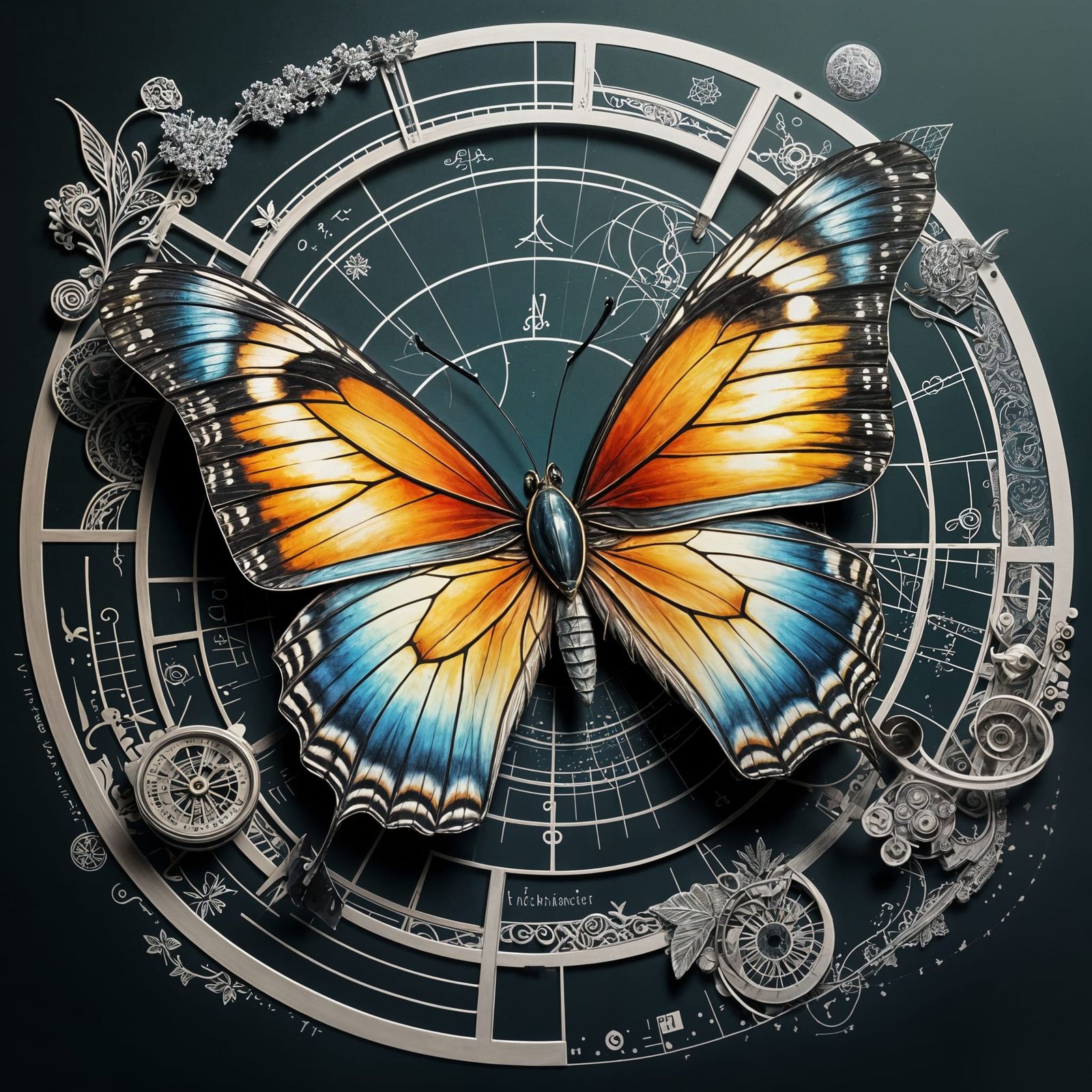 Epic Golden Ratio Butterfly in Double Exposure