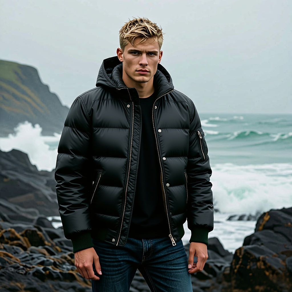 Gritty Coastal Scene of a Young Man