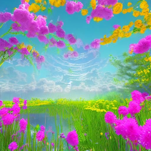 Spring Flowers Bloom: 3D Digital Art
