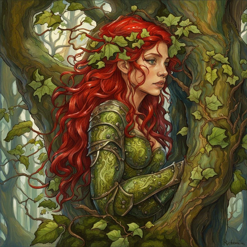 Beautiful red haired dryad