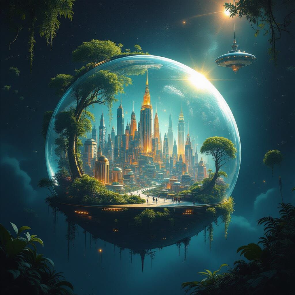 Colossal Space Terrarium City Concept Art