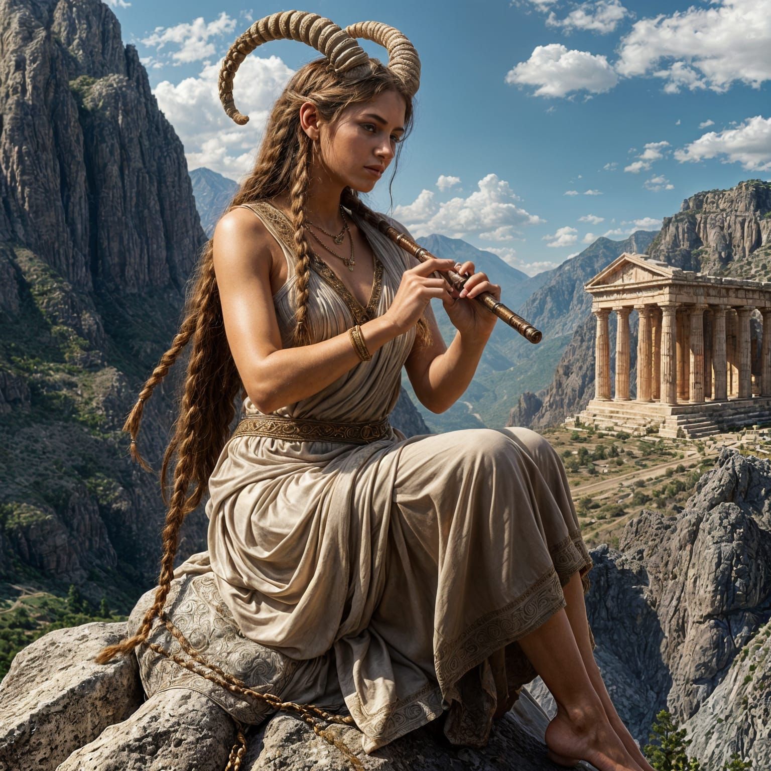 Ethereal Satyr Performs at Ancient Oracle