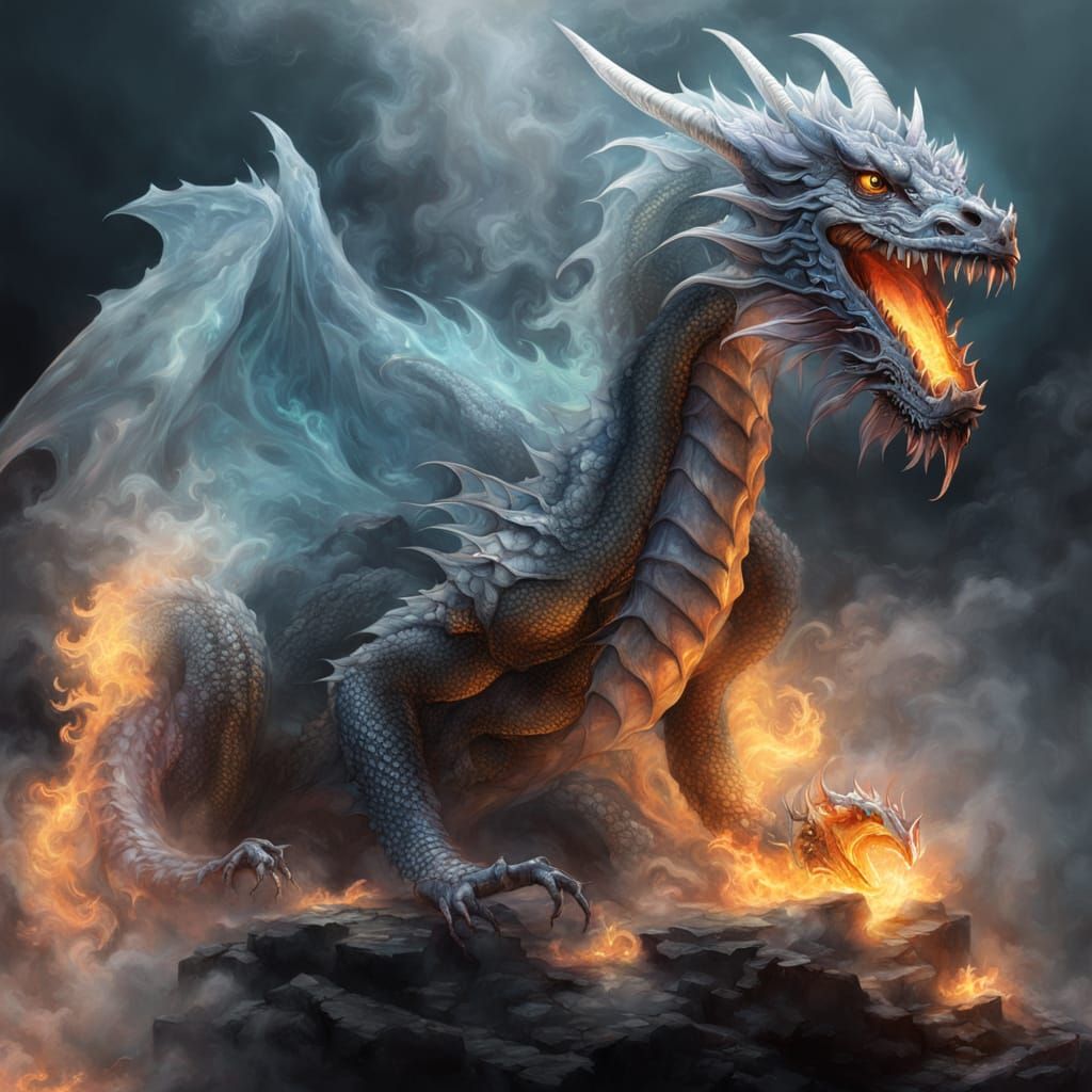 Glowing Dragon Made of Ghostly Flames
