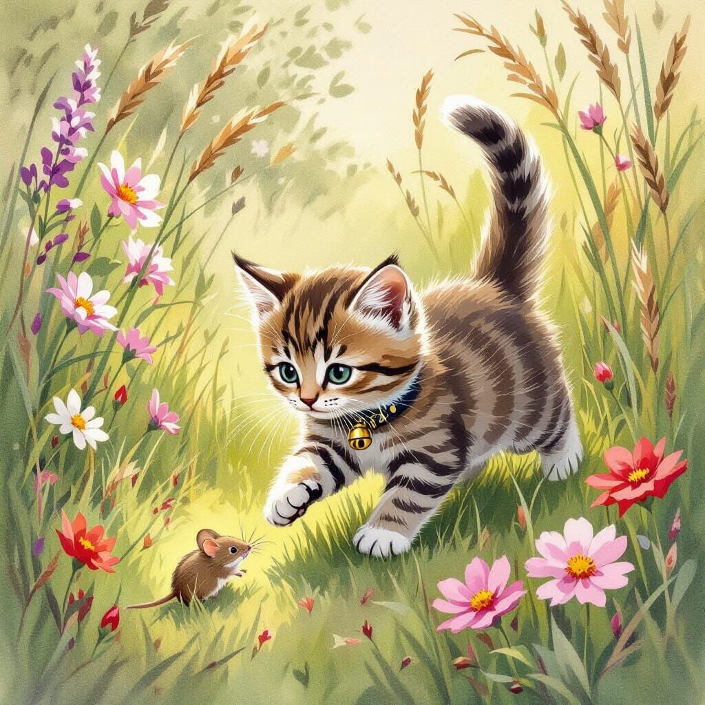 Kitten's Garden Game: An Illustrative Scene