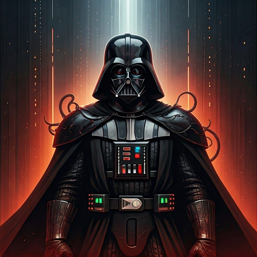 Cyberpunk Darth Vader in a Biomechanical Nightmare