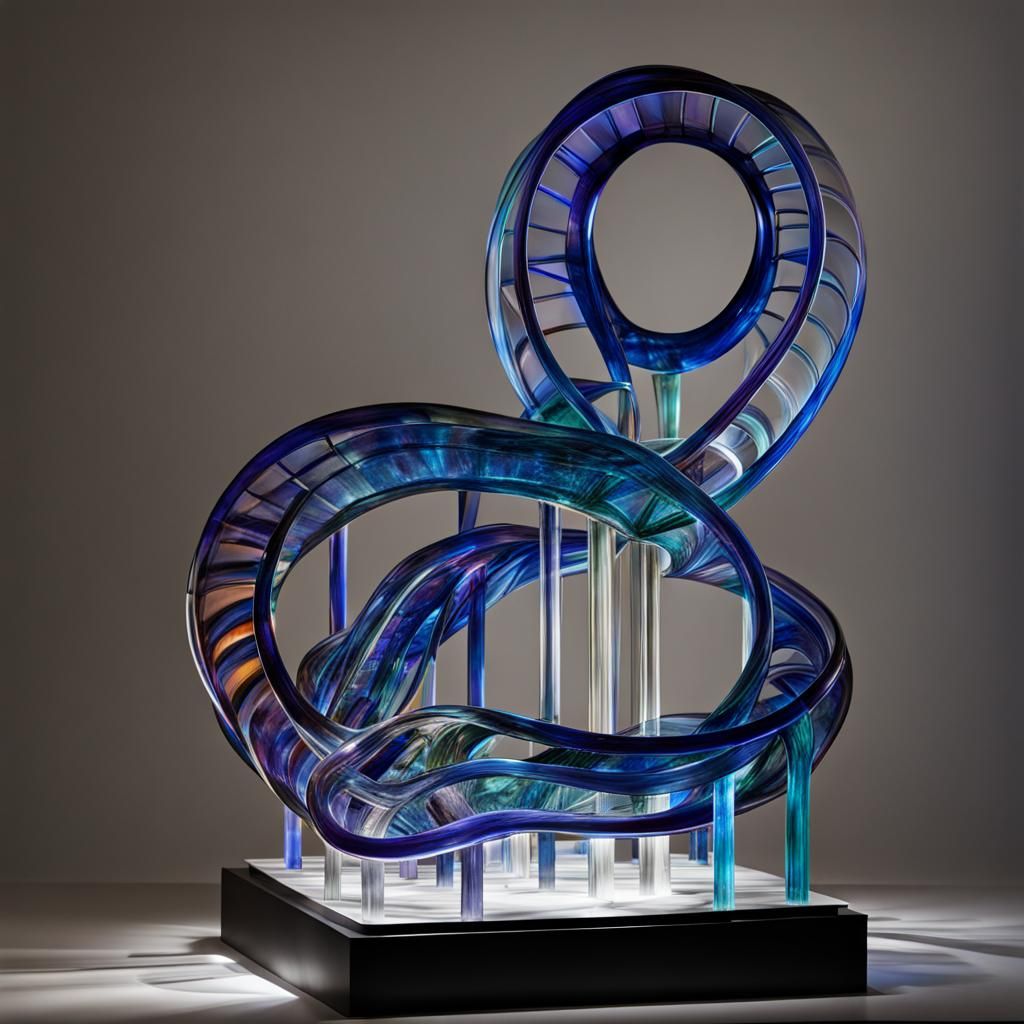 Blown Glass Sculpture of Night Rollercoaster