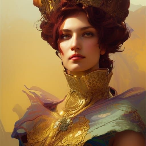 Queen Bertrand Portrait in Art Nouveau Style