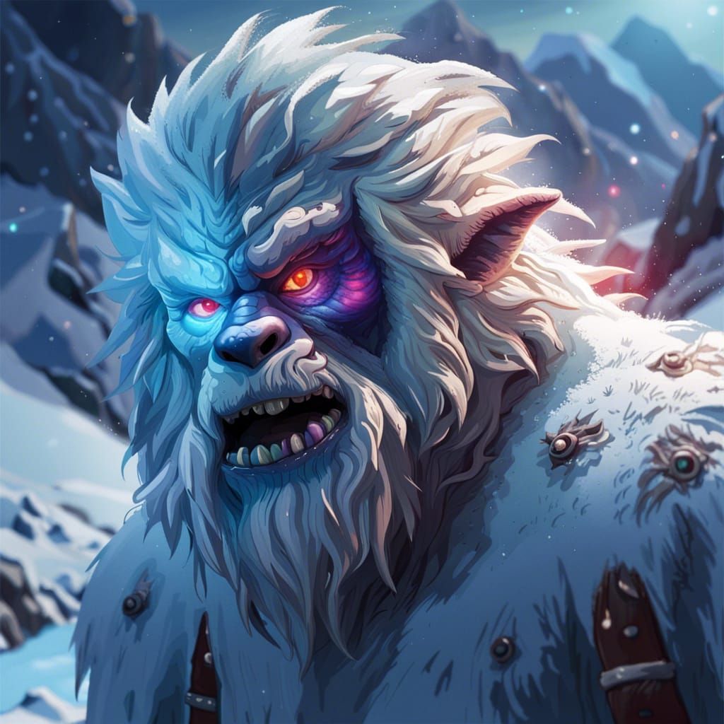 Selfie with a Yeti in Snowy Mountains