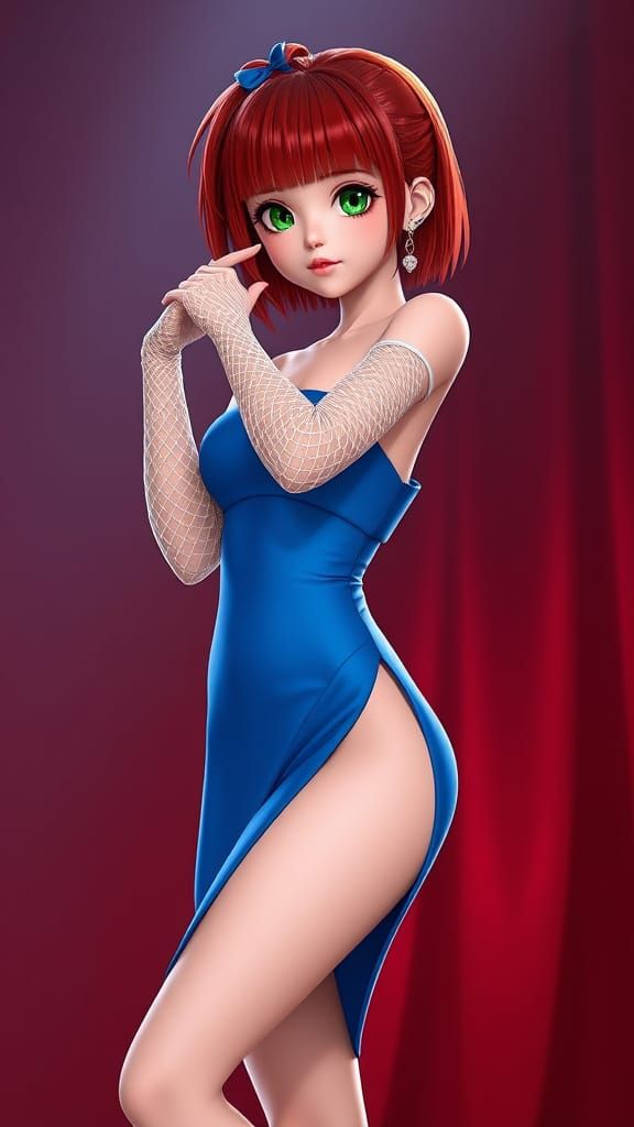 Anime Style Character: Young Woman on Stage