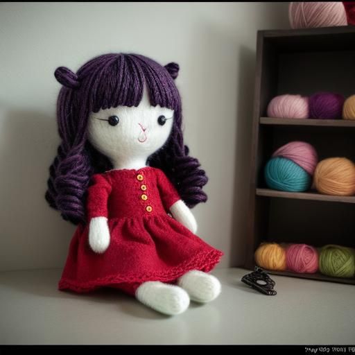 Sentient Yarn Doll in Girl's Room: Cinematic Still