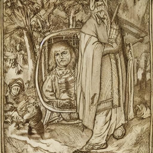 Rabbit and Hedgehog Portrait in Classical Style