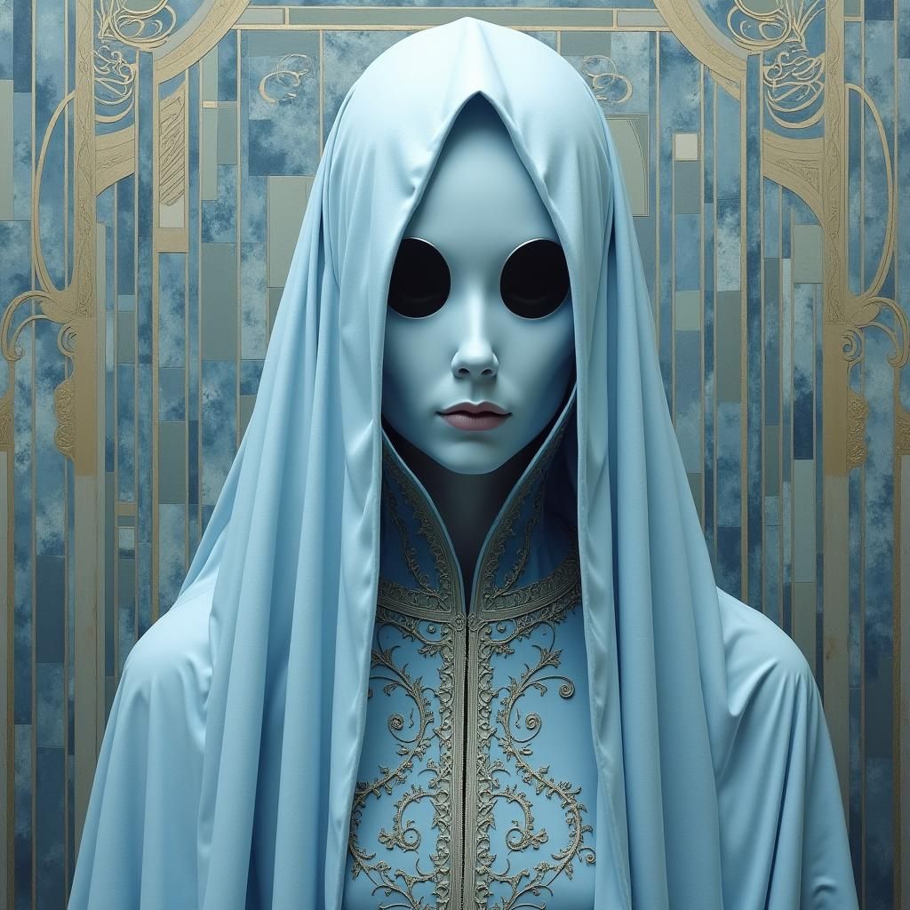 Ghost Bride Portrait in Art Nouveau Style