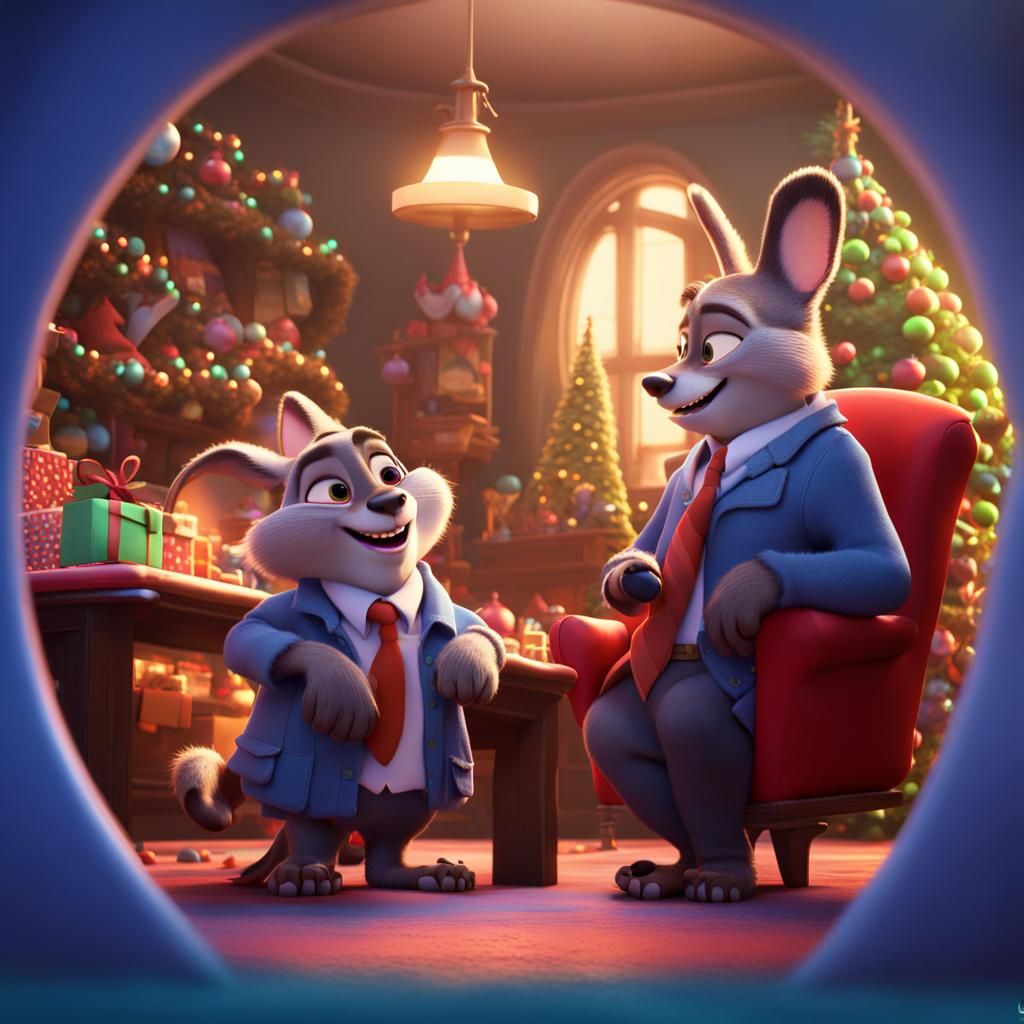 Zootopia Celebrates Christmas: 3D Digital Art