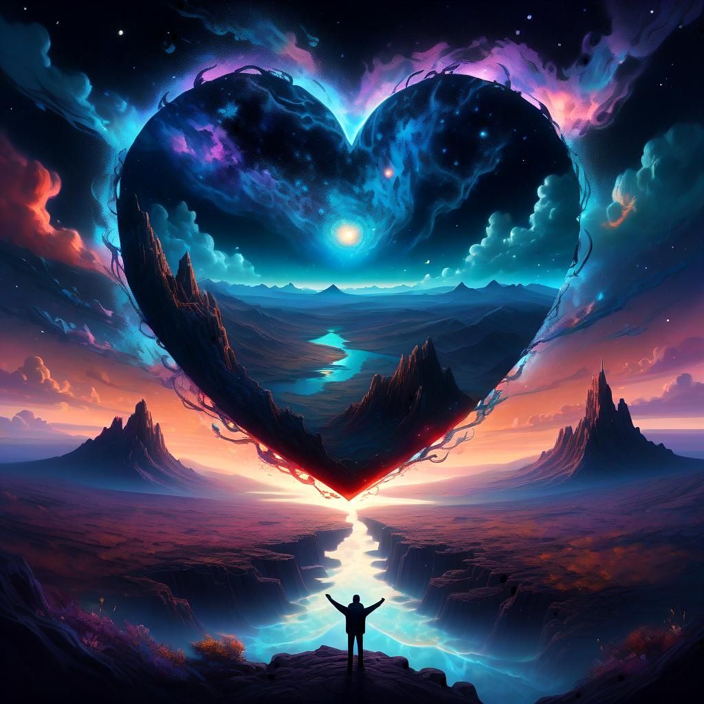 Celestial Heart in Cosmic Hands, Fantasycore Artwork