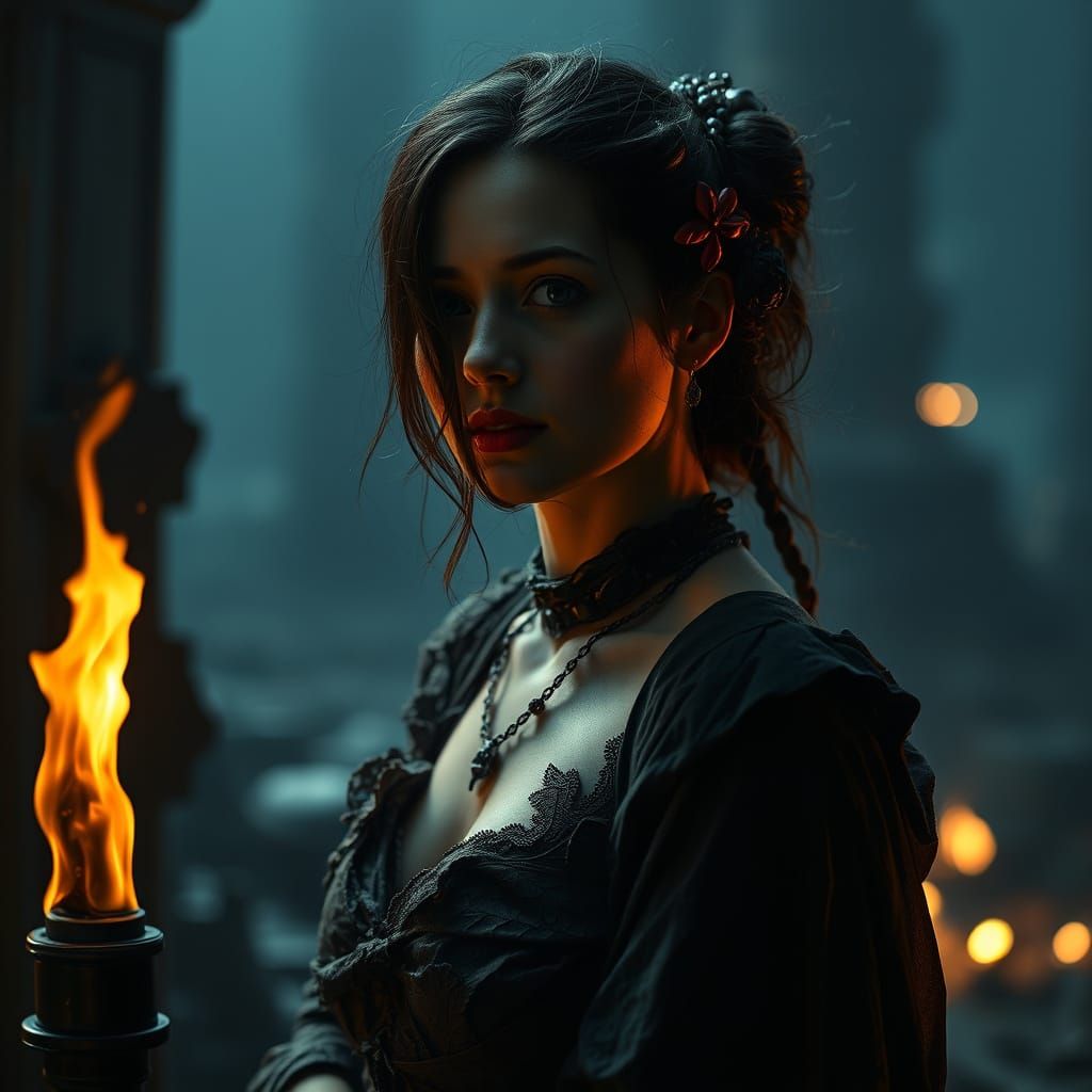 Surreal Dystopian Beauty in Warm Light