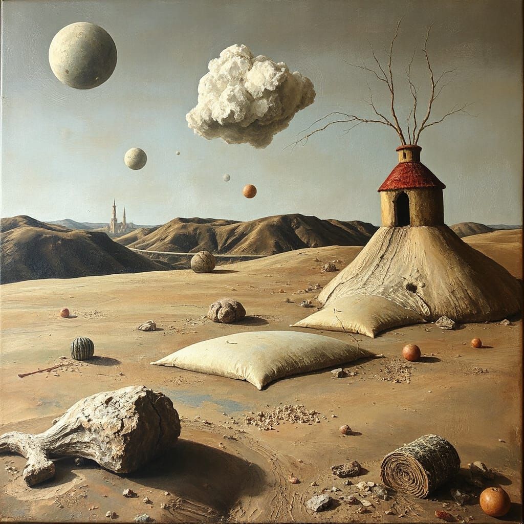 Surreal Dreamscape in Earth Tones, Post-Impressionist Style