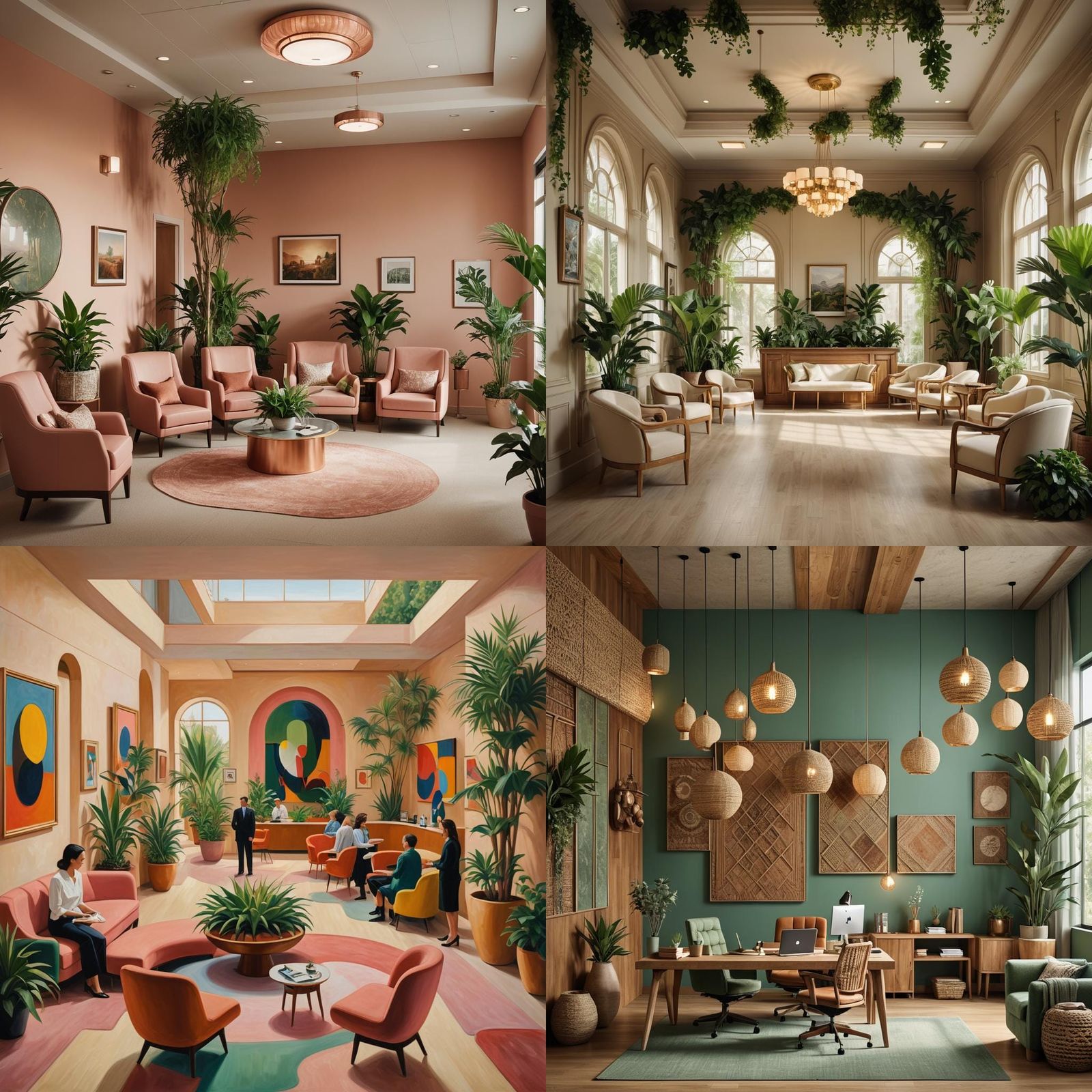 Inviting Waiting Room with Copper Accents