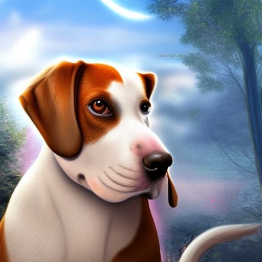Detailed Matte Painting of a Dog Girl