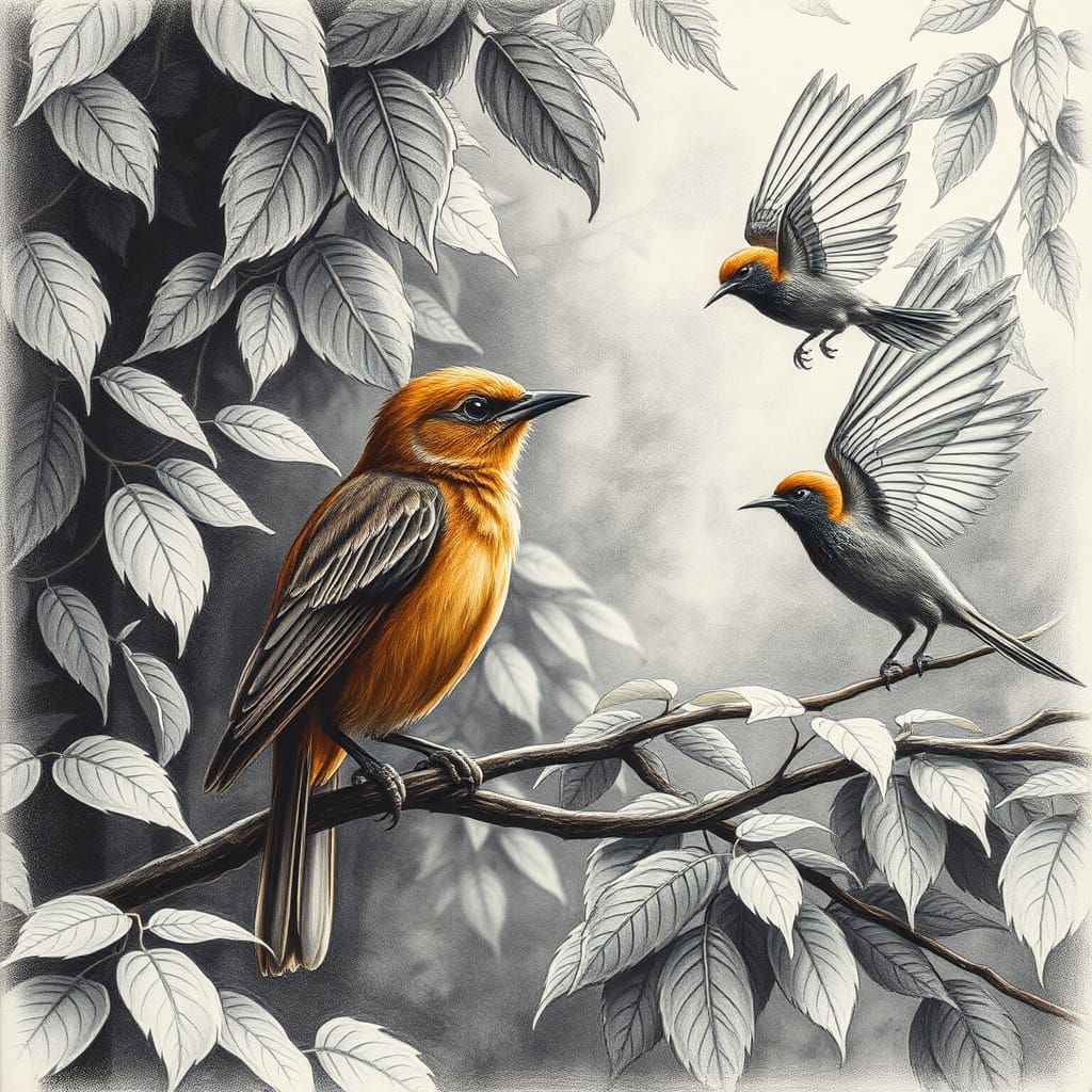 Bird in a Lush Arbusto