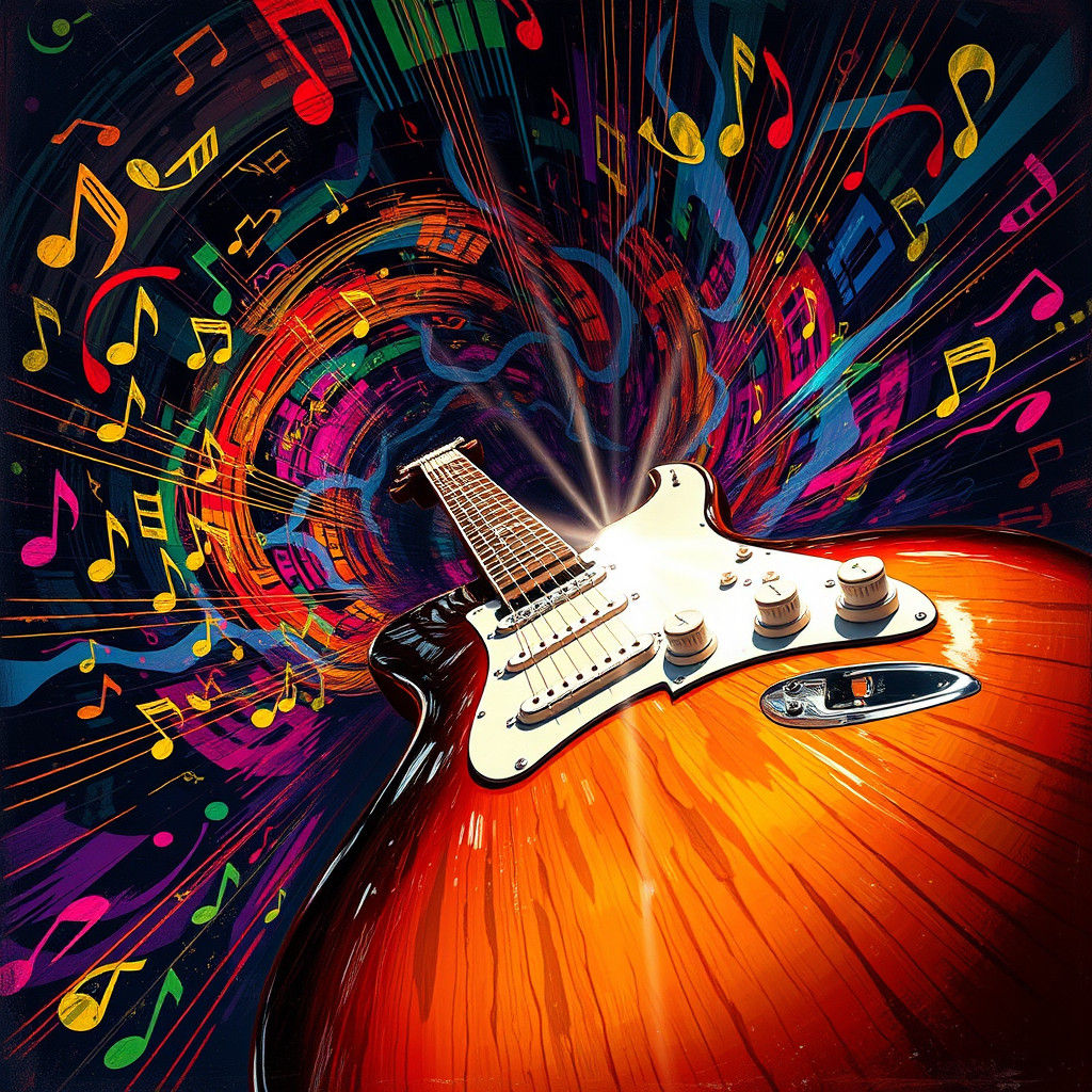Psychedelic Electric Guitar in Neo-Impressionist Style