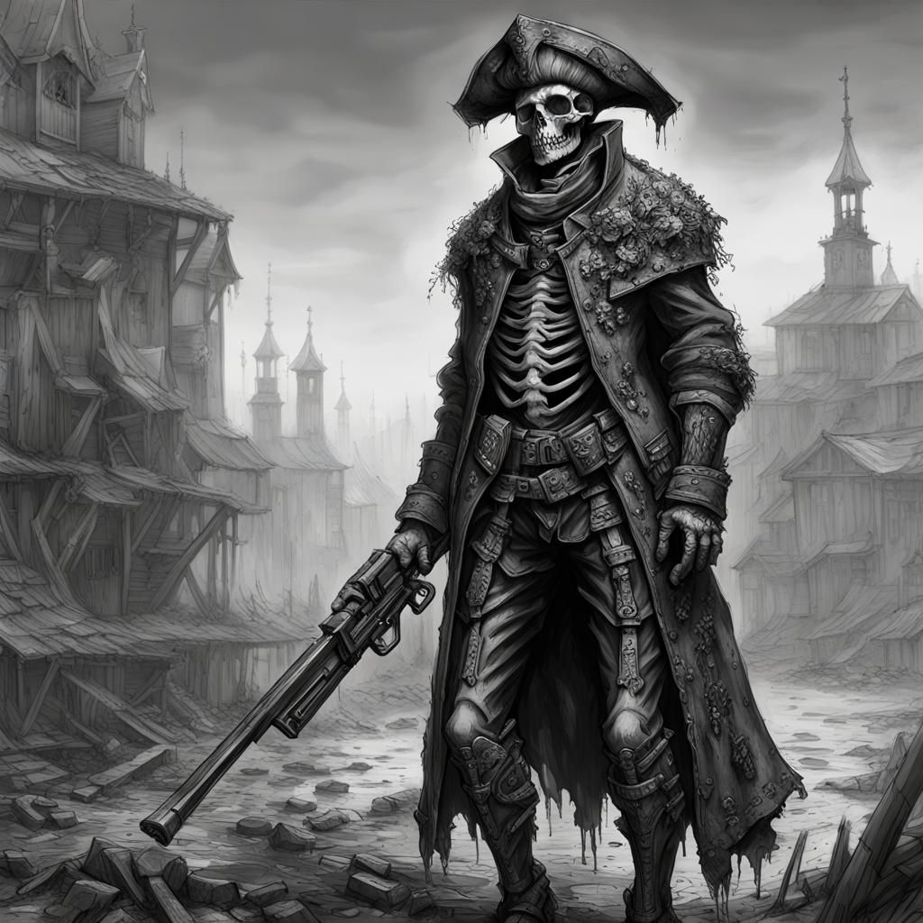 Detailed Skeleton Portrait in Dark Fantasy Style