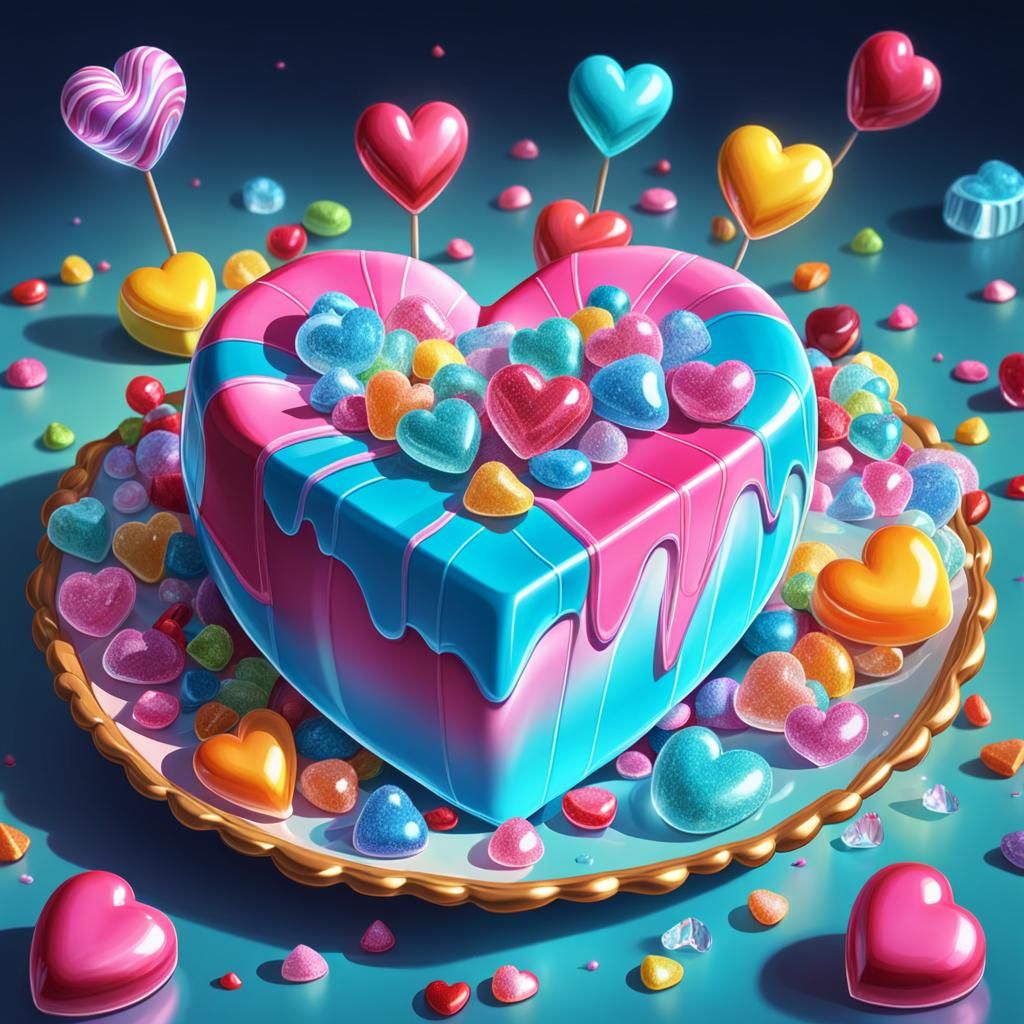 Colorful Crystal Heart in Candy Art Style