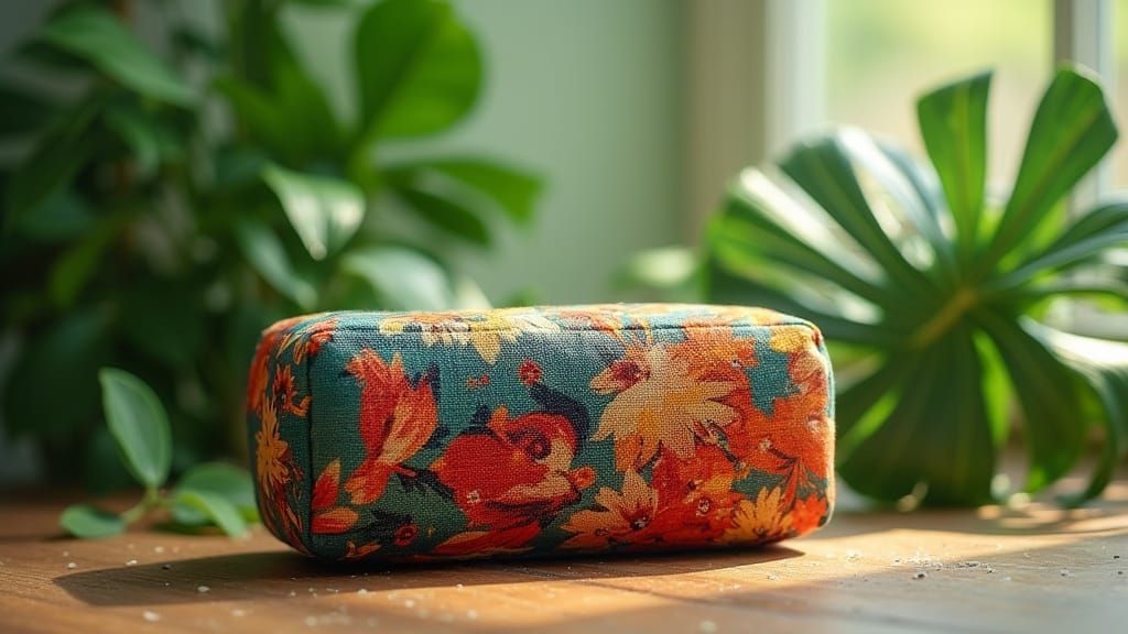 Fabric Speaker Surrounded by Tropical Leaves
