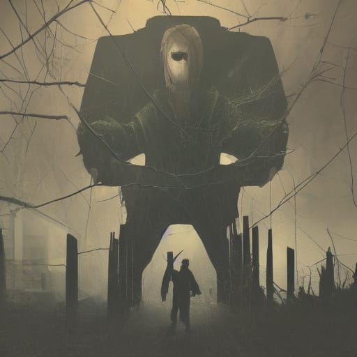 Masterpiece Horror Movie Poster: Terrified Woman in Abandone...