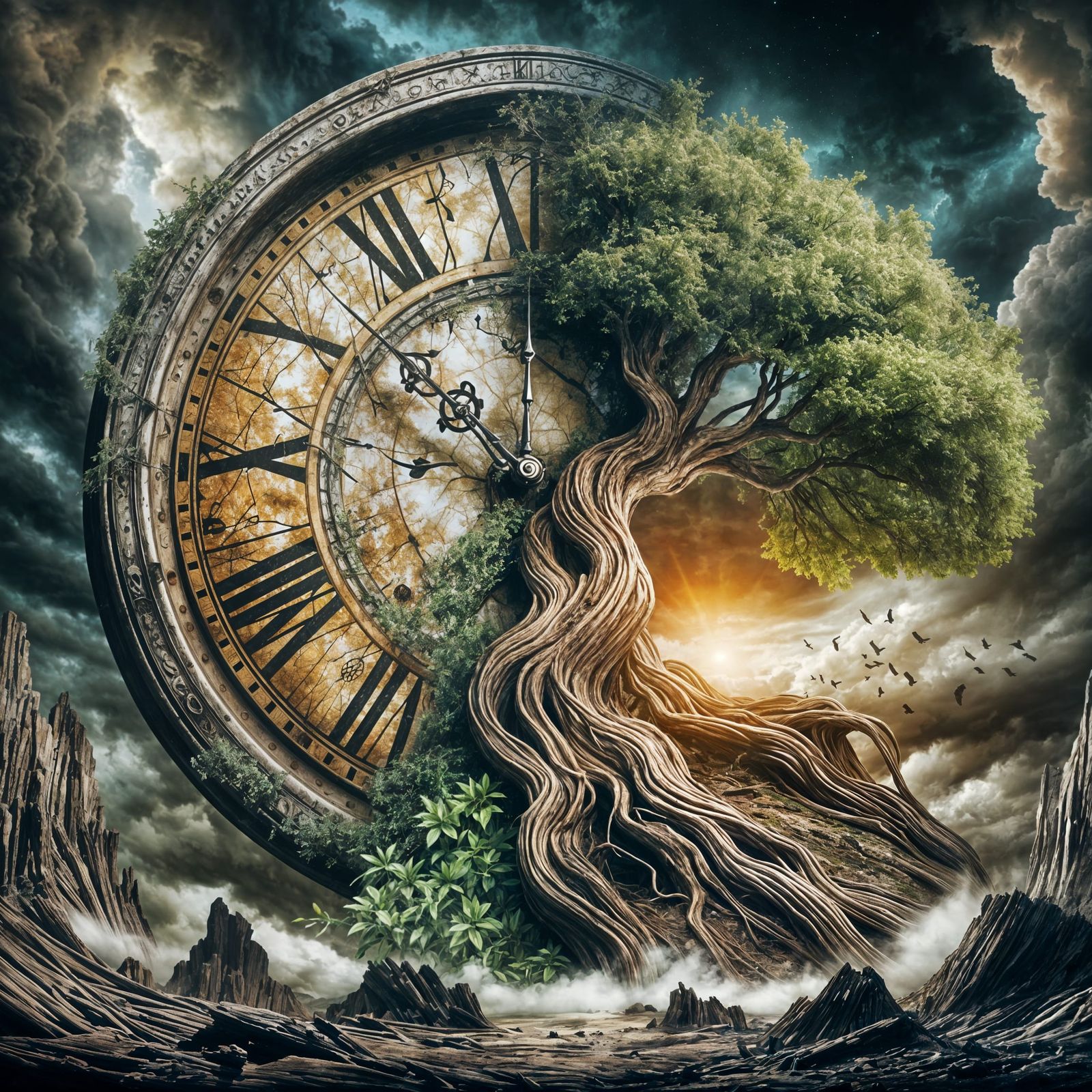 Surreal Landscape: Time and Nature Merge