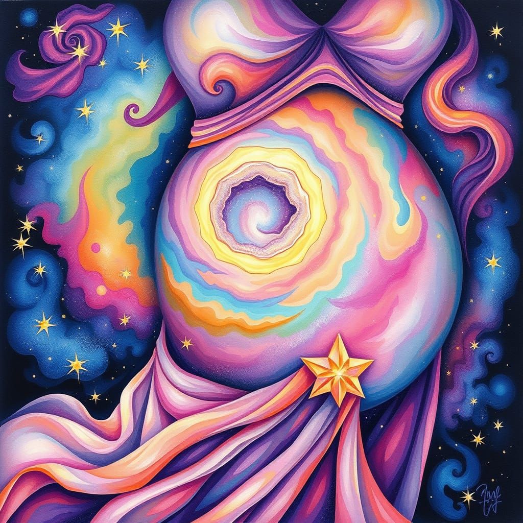 Celestial Mother Births a Spiral Galaxy