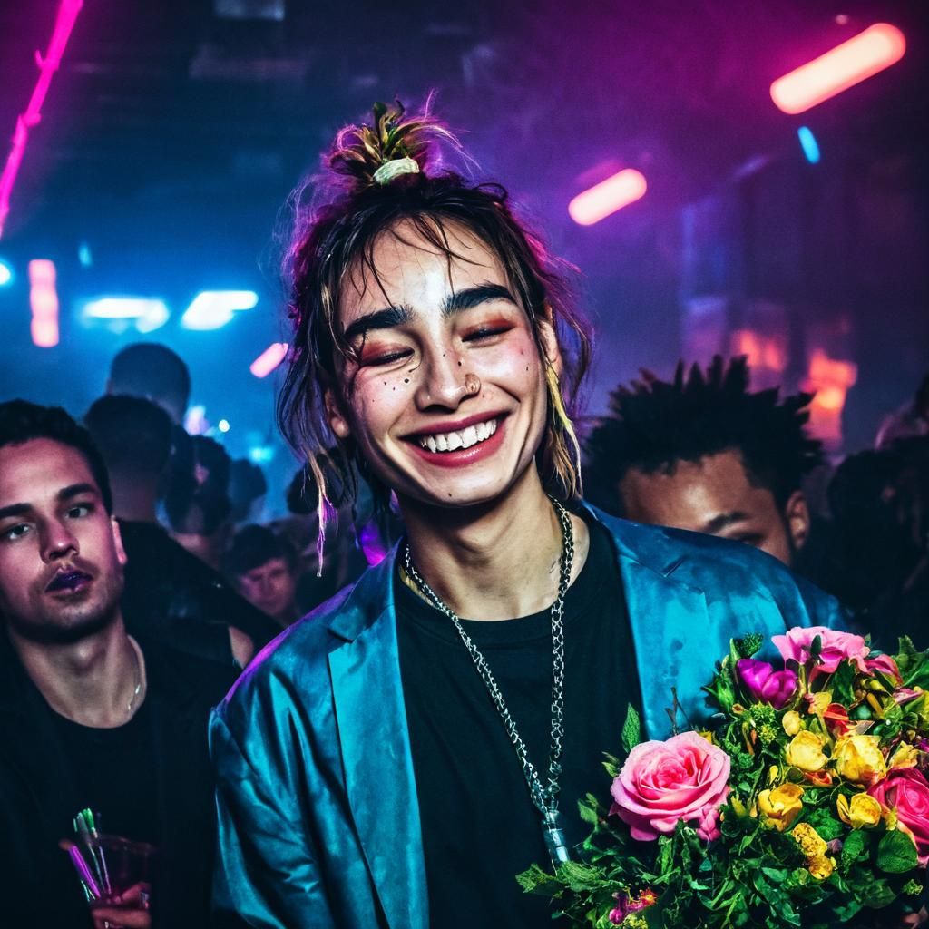 Neon-lit Pop Star Portrait in LaChapelle Style