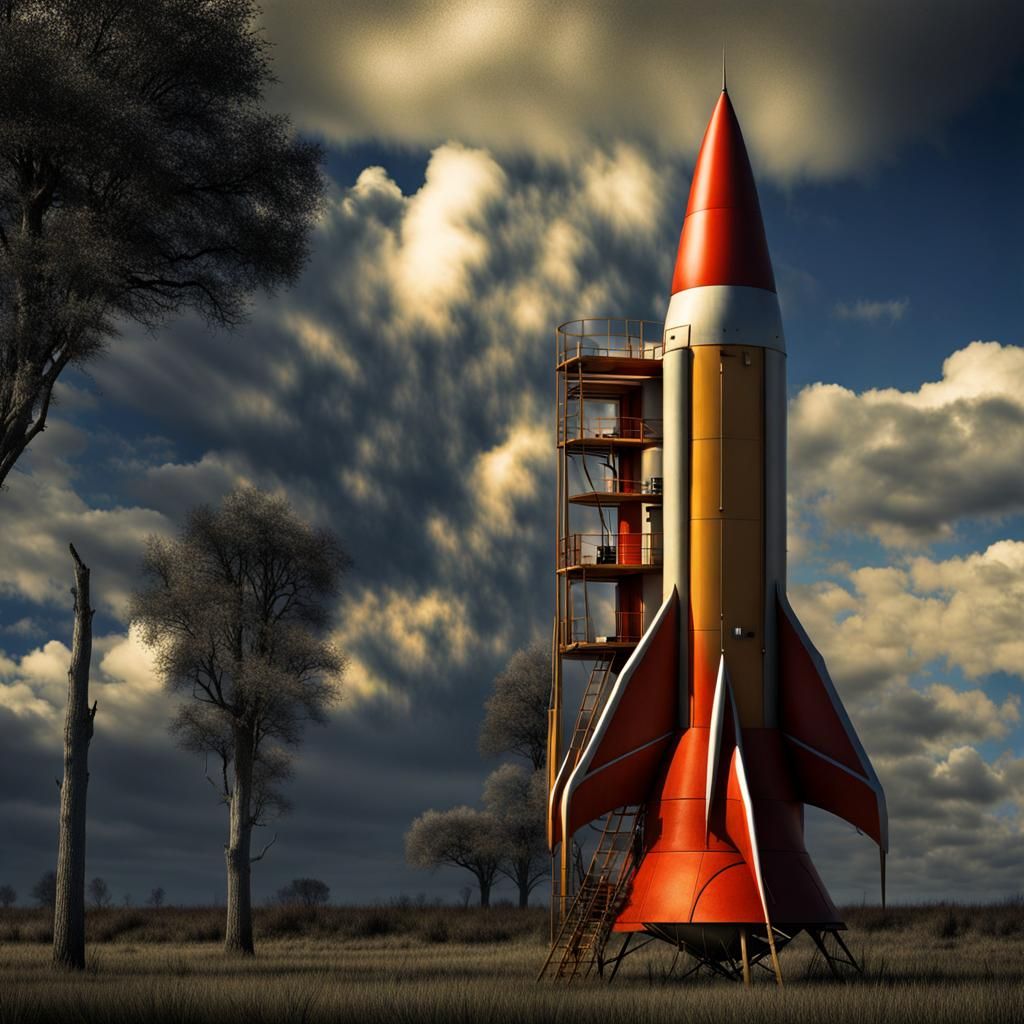 Ethereal Rockets Soaring Through Cloudy Skies