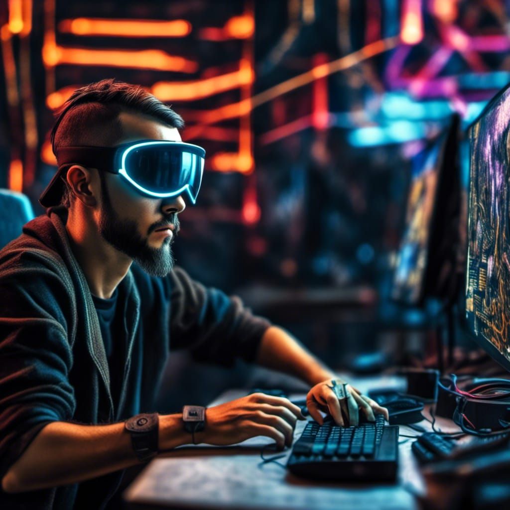 Cyberpunk Hacker with Visor, 8k Resolution