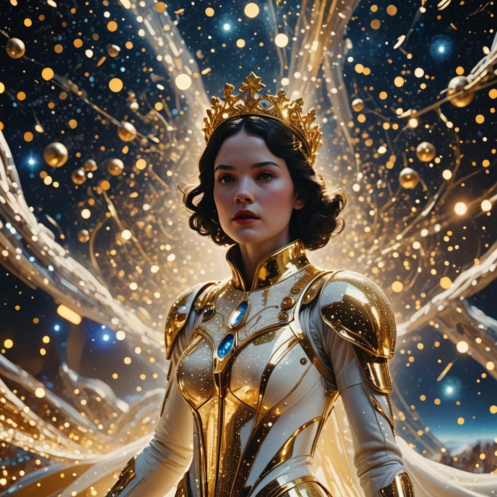 Snow White Space Queen in Surrealist Film Still